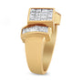 Anillo de banda de cóctel con diamantes princesa y baguette invisibles de 1 5/8 ct. p.t. en oro amarillo de 14K, foto 4