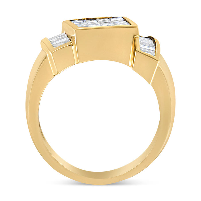 Anillo de banda de cóctel con diamantes princesa y baguette invisibles de 1 5/8 ct. p.t. en oro amarillo de 14K, foto 5
