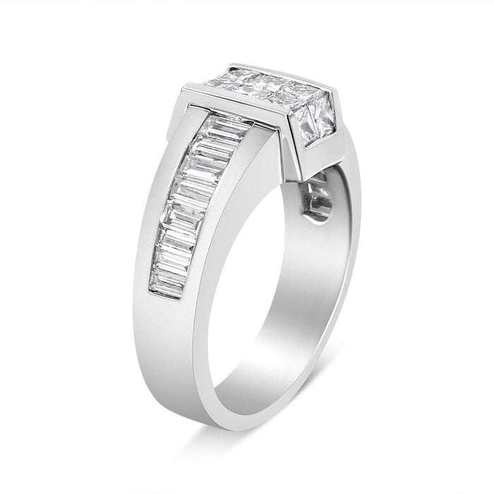 2 3/4 Ct. T.W. Invisible-Set Princess and Channel-Set Baguette Diamond Step Up Cocktail Ring in 14K White Gold, photo 4