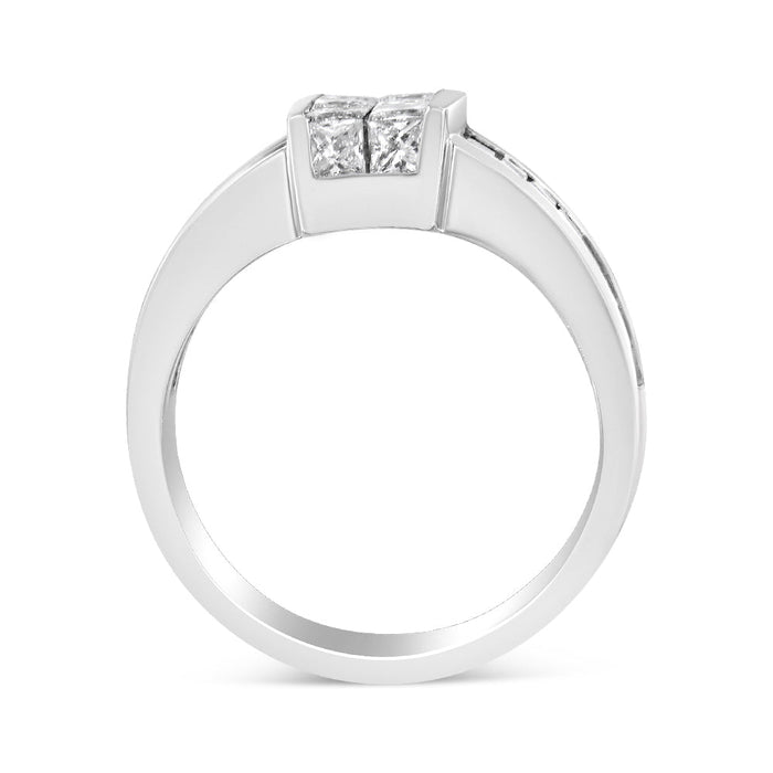 2 3/4 Ct. T.W. Invisible-Set Princess and Channel-Set Baguette Diamond Step Up Cocktail Ring in 14K White Gold, photo 5