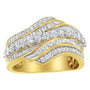 1 Ct. T.W. Baguette and Round Diamond Multi-Row Wave Bypass Ring in 10K Yellow Gold, photo 2