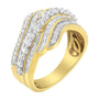 1 Ct. T.W. Baguette and Round Diamond Multi-Row Wave Bypass Ring in 10K Yellow Gold, photo 4