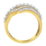 1 Ct. T.W. Baguette and Round Diamond Multi-Row Wave Bypass Ring in 10K Yellow Gold, photo 5