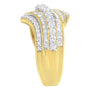 1 Ct. T.W. Baguette and Round Diamond Multi-Row Wave Bypass Ring in 10K Yellow Gold, photo 6