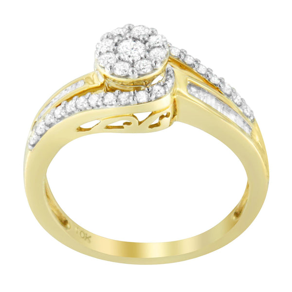 1/2 Ct. T.W. Round-Cut Diamond Channel and Pave Band Cluster Ring in 10K Yellow Gold, photo 2