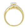 Anillo de racimo con diamantes redondos de 1/2 ct. p.t. y banda de canal y pavé en oro amarillo de 10K, foto 5