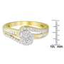 Anillo de racimo con diamantes redondos de 1/2 ct. p.t. y banda de canal y pavé en oro amarillo de 10K, foto 6