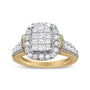 1 Ct. T.W. Princess and Round-Cut Emerald-Cut Halo Diamond Cluster Ring in 14K Yellow and White Gold, photo 2