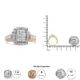 1 Ct. T.W. Princess and Round-Cut Emerald-Cut Halo Diamond Cluster Ring in 14K Yellow and White Gold, photo 5
