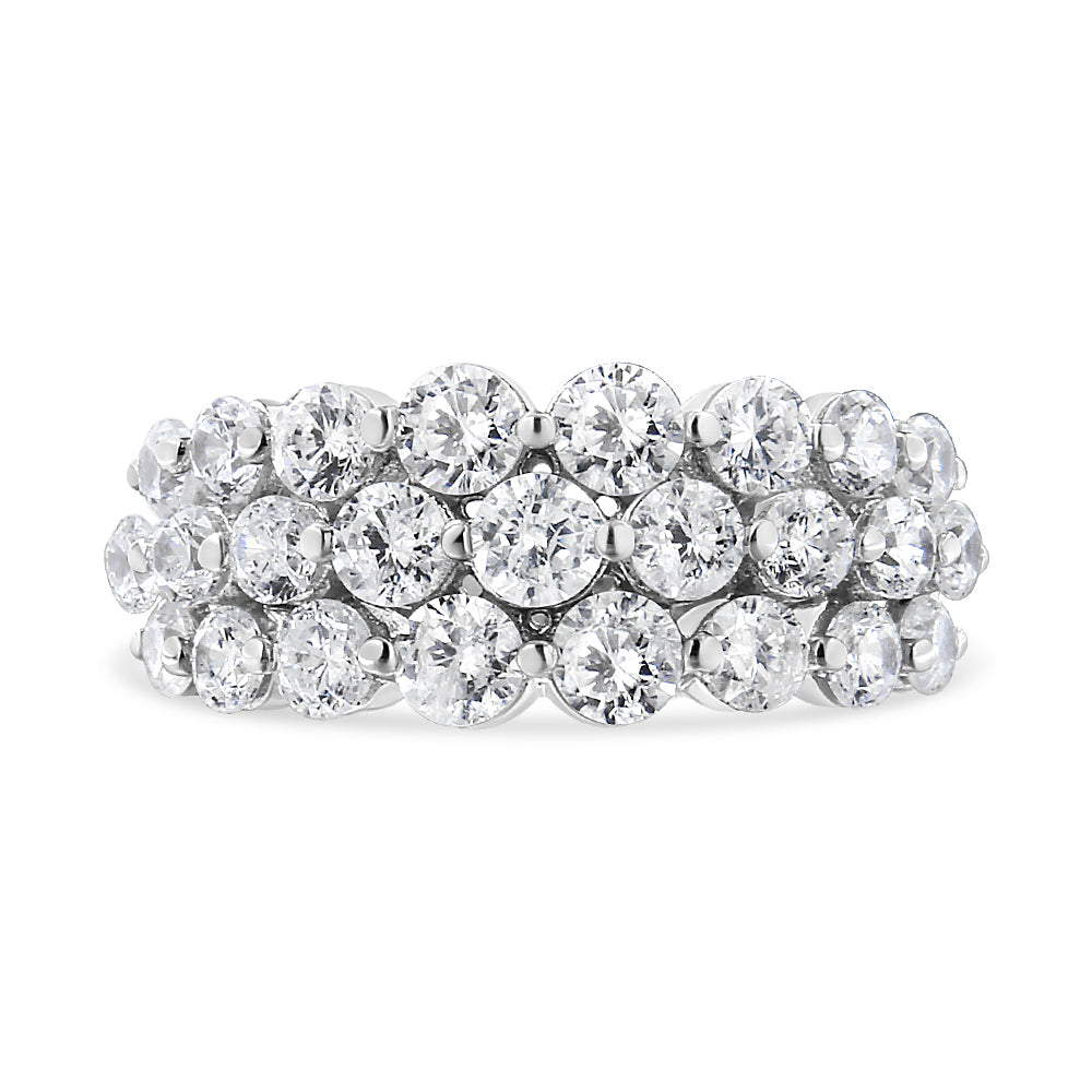 2 1/2 Ct. T.W. Round Natural Diamond 3 Row Band Ring in 10K White Gold, photo 1