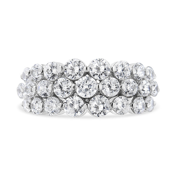2 1/2 Ct. T.W. Round Natural Diamond 3 Row Band Ring in 10K White Gold, photo 1
