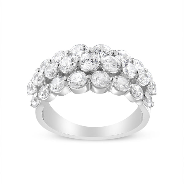 2 1/2 Ct. T.W. Round Natural Diamond 3 Row Band Ring in 10K White Gold, photo 2