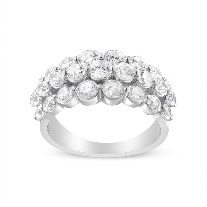 2 1/2 Ct. T.W. Round Natural Diamond 3 Row Band Ring in 10K White Gold, photo 2
