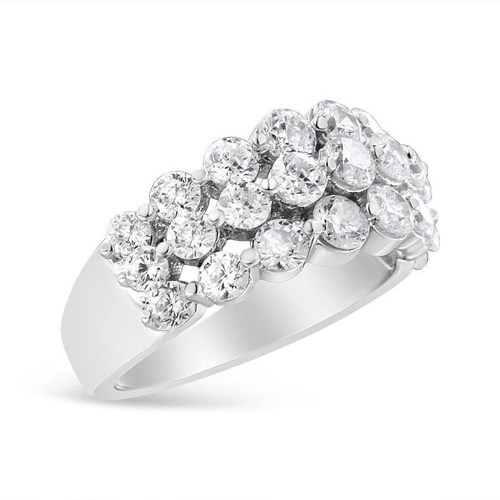 2 1/2 Ct. T.W. Round Natural Diamond 3 Row Band Ring in 10K White Gold, photo 4