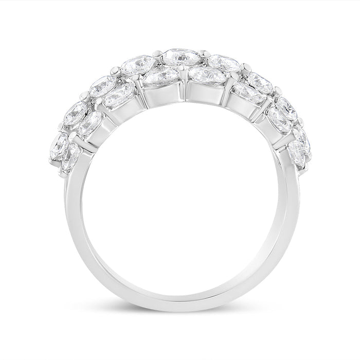 2 1/2 Ct. T.W. Round Natural Diamond 3 Row Band Ring in 10K White Gold, photo 5