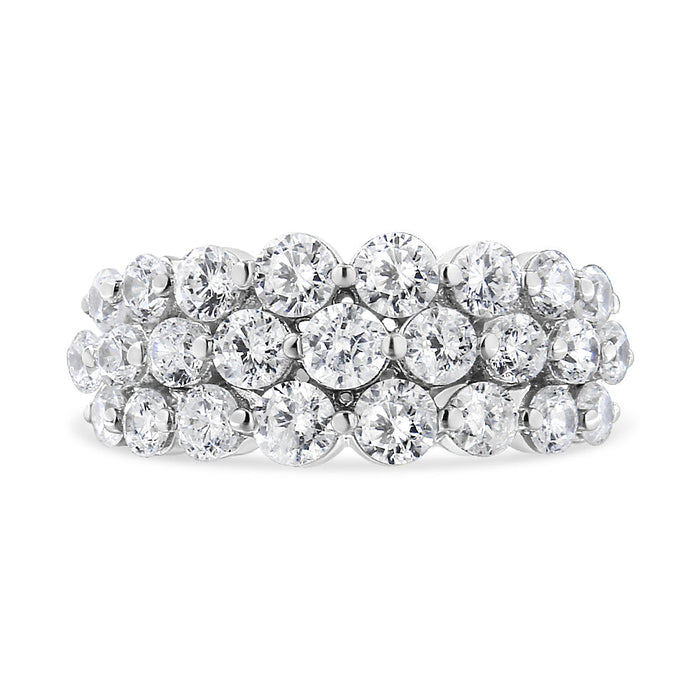 2 1/2 Ct. T.W. Round Natural Diamond 3 Row Band Ring in 10K White Gold, photo 6