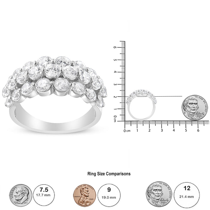 2 1/2 Ct. T.W. Round Natural Diamond 3 Row Band Ring in 10K White Gold, photo 7