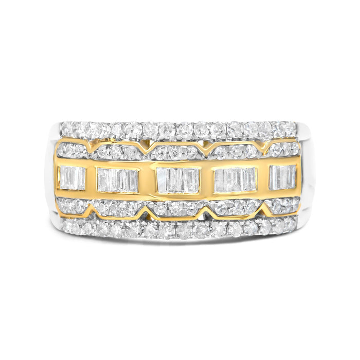 Anillo de banda art déco de varias hileras con diamantes de 1 ct. p.t. en oro blanco y amarillo de 10K, foto 2