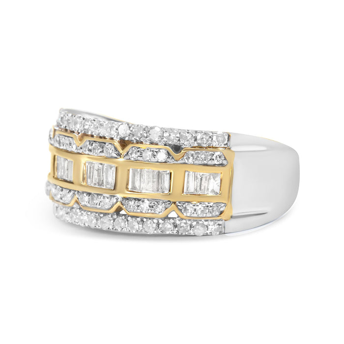Anillo de banda art déco de varias hileras con diamantes de 1 ct. p.t. en oro blanco y amarillo de 10K, foto 5