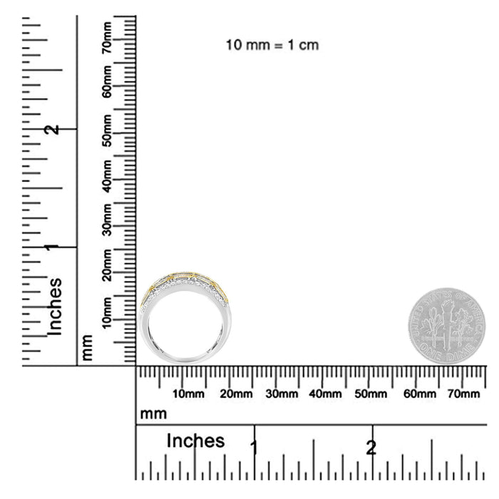 Anillo de banda art déco de varias hileras con diamantes de 1 ct. p.t. en oro blanco y amarillo de 10K, foto 7