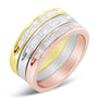 Conjunto de anillos apilables con diamantes de canal de 5/8 ct. p.t. en oro amarillo, blanco y rosa de 10K sobre plata, foto 2