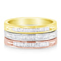 Conjunto de anillos apilables con diamantes de canal de 5/8 ct. p.t. en oro amarillo, blanco y rosa de 10K sobre plata, foto 4