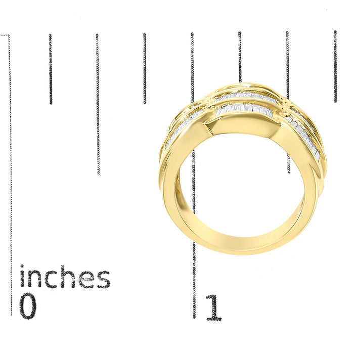 Anillo de banda con diseño de onda con diamantes baguette de 1 1/3 ct. p.t. en oro amarillo de 14K, foto 7