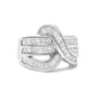 Anillo cruzado de canal con diamantes de 2 ct. p.t. en oro blanco de 14K, foto 1