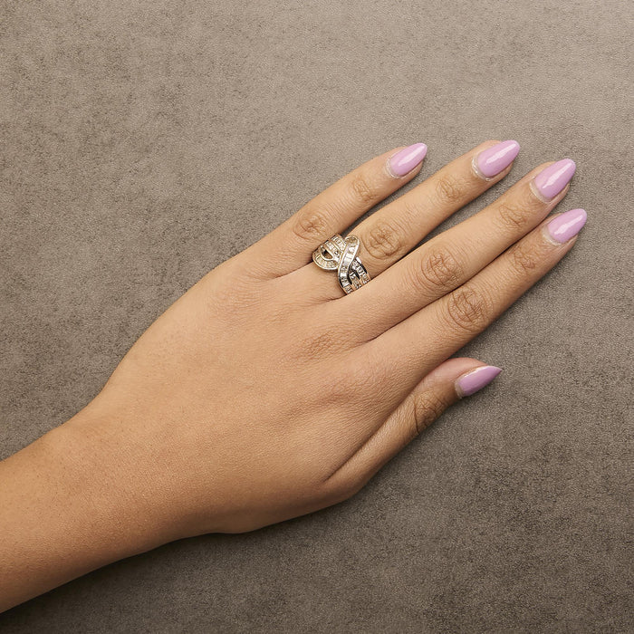 Anillo cruzado de canal con diamantes de 2 ct. p.t. en oro blanco de 14K, foto 3
