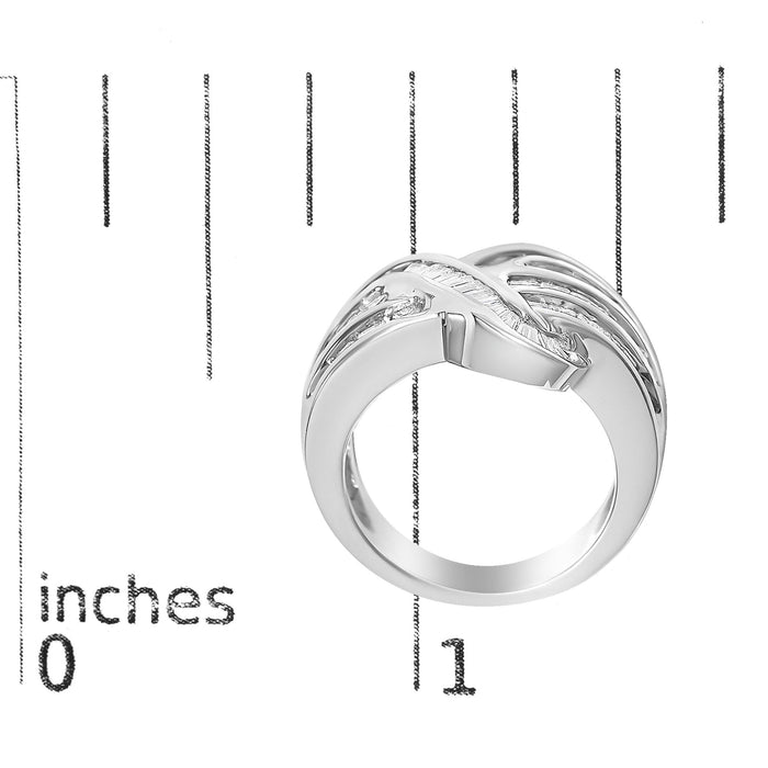 Anillo cruzado de canal con diamantes de 2 ct. p.t. en oro blanco de 14K, foto 7