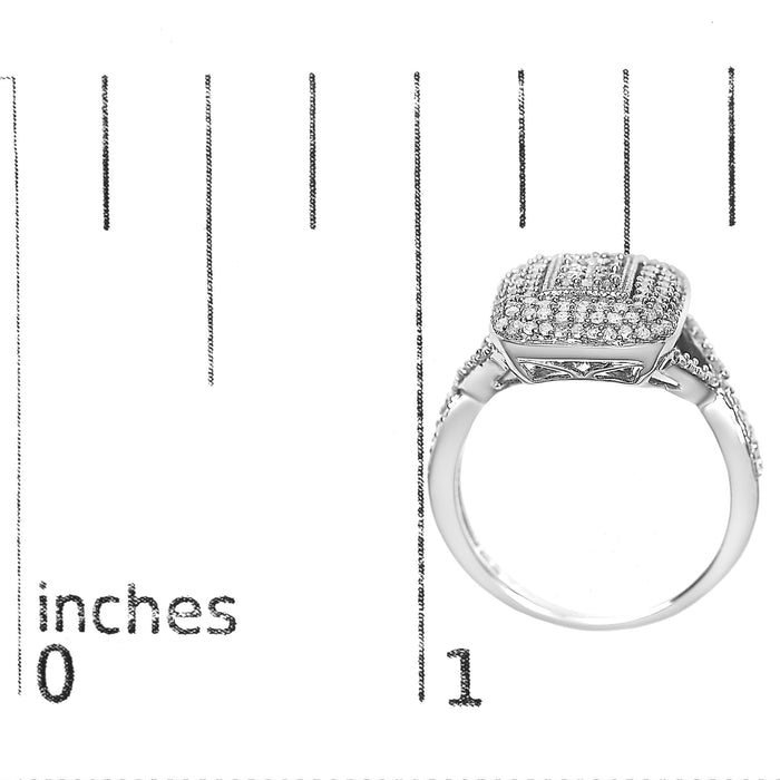 1/2 Ct. T.W. Round-Cut Diamond Cluster Cushion Ring in Sterling Silver, photo 6
