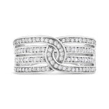 Anillo de banda bypass de varias hileras con diamantes de 1/2 ct. p.t. en plata de ley, color I-J, claridad I3