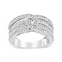Anillo de banda bypass de varias hileras con diamantes de 1/2 ct. p.t. en plata de ley, foto 2