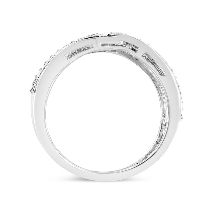 Anillo de banda bypass de varias hileras con diamantes de 1/2 ct. p.t. en plata de ley, foto 7