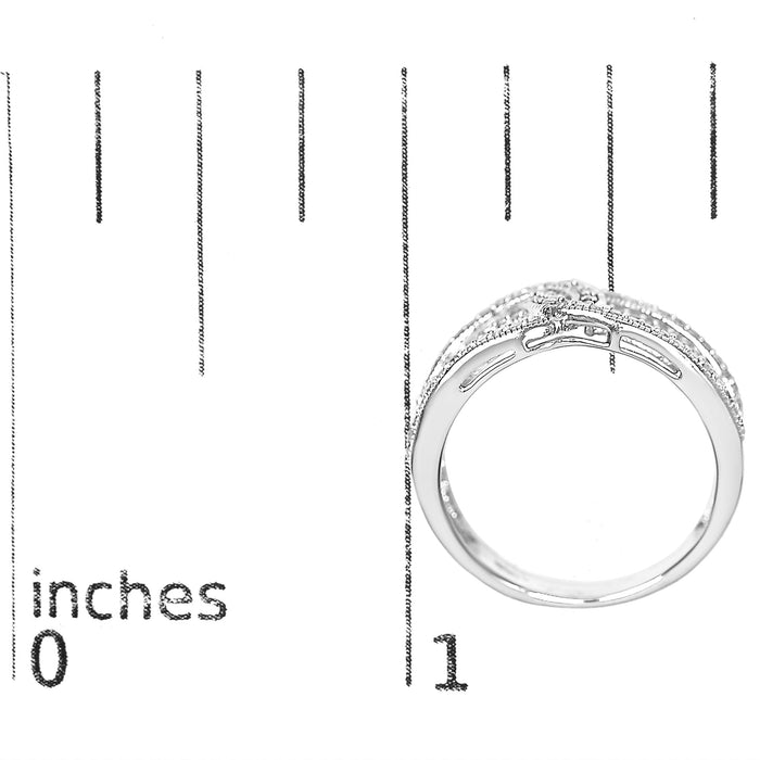 Anillo de banda bypass de varias hileras con diamantes de 1/2 ct. p.t. en plata de ley, foto 8