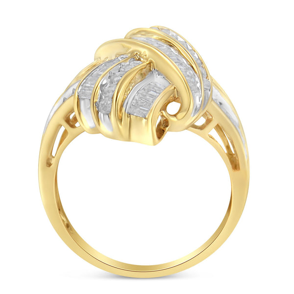 1 1/5 Ct. T.W. Diamond Bypass Cocktail Ring in 10K Yellow Gold, photo 2