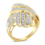Anillo llamativo de nudo con diamantes redondos y baguette de 1 ct. p.t. en plata de ley bañada en oro amarillo de 10K, color I-J, claridad I2-I3, foto 1