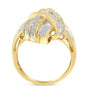 Anillo llamativo de nudo con diamantes redondos y baguette de 1 ct. p.t. en plata de ley bañada en oro amarillo de 10K, color I-J, claridad I2-I3, foto 2
