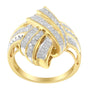 Anillo llamativo de nudo con diamantes redondos y baguette de 1 ct. p.t. en plata de ley bañada en oro amarillo de 10K, color I-J, claridad I2-I3, foto 4