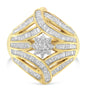 Anillo de cóctel flor y helecho con diamantes de 1 1/8 ct. p.t. en plata de ley con baño flash de oro amarillo de 10K, foto 4