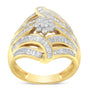Anillo de cóctel flor y helecho con diamantes de 1 1/8 ct. p.t. en plata de ley con baño flash de oro amarillo de 10K, foto 5