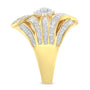 Anillo de cóctel flor y helecho con diamantes de 1 1/8 ct. p.t. en plata de ley con baño flash de oro amarillo de 10K, foto 6