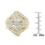 Anillo de cóctel flor y helecho con diamantes de 1 1/8 ct. p.t. en plata de ley con baño flash de oro amarillo de 10K, foto 7