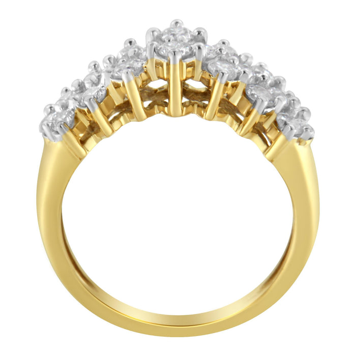 Anillo con diamantes redondos de 1 ct. p.t. en oro amarillo de 10K, color J-K, claridad I1-I2, foto 2
