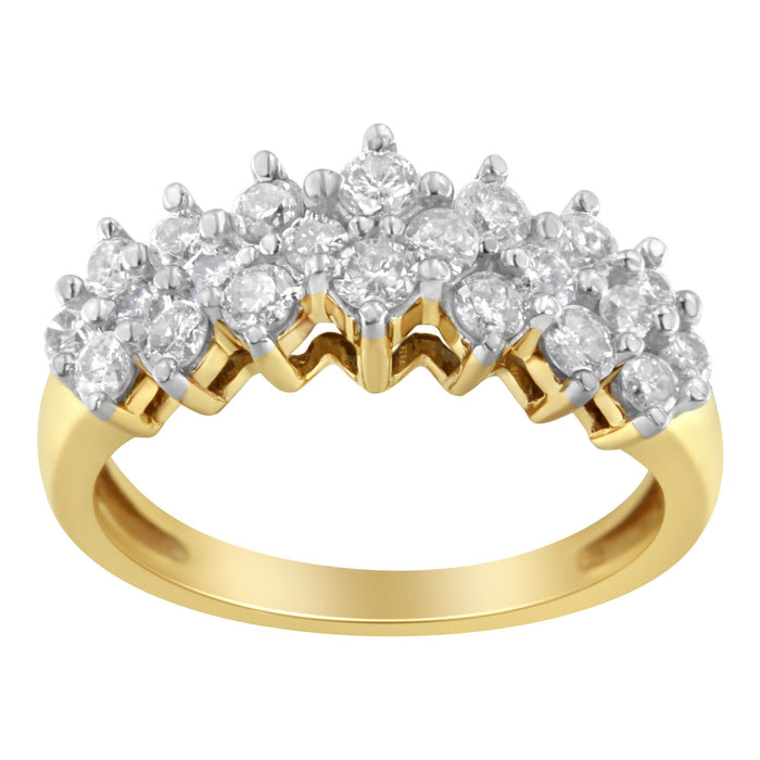 Anillo con diamantes redondos de 1 ct. p.t. en oro amarillo de 10K, color J-K, claridad I1-I2, foto 4