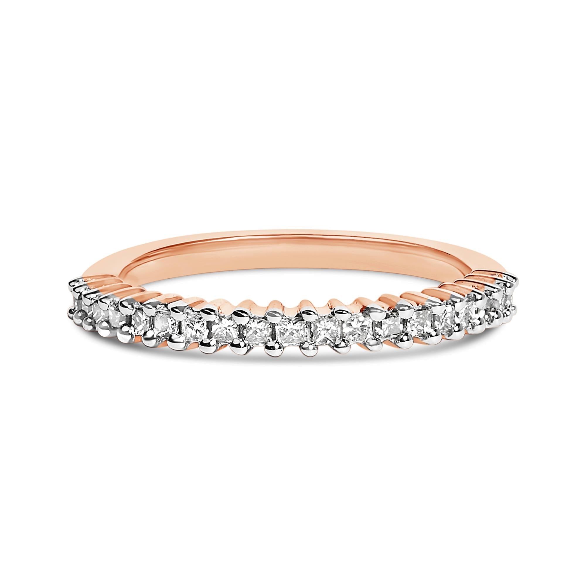 Anillo de banda con diamantes de 1/3 ct. p.t. en plata de ley bañada en oro rosa de 10K, foto 1