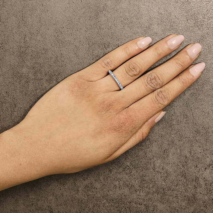 Anillo de banda con diamantes de 1/3 ct. p.t. en plata de ley bañada en oro rosa de 10K, foto 3