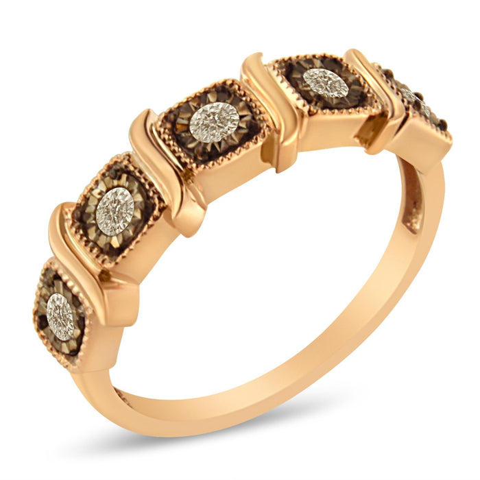1/4 Ct. T.W. Miracle-Set Diamond 5-Stone Band Ring in 10K Rose Gold-Flashed Sterling Silver, photo 2
