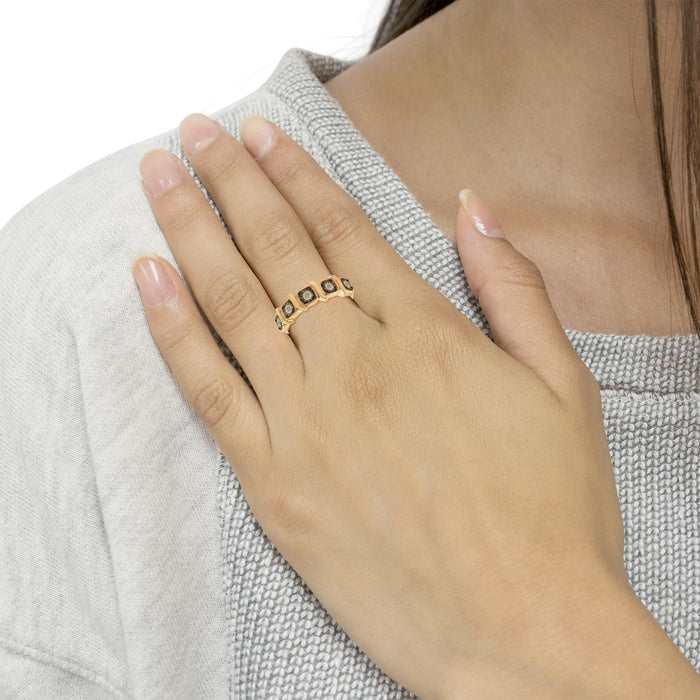1/4 Ct. T.W. Miracle-Set Diamond 5-Stone Band Ring in 10K Rose Gold-Flashed Sterling Silver, photo 3