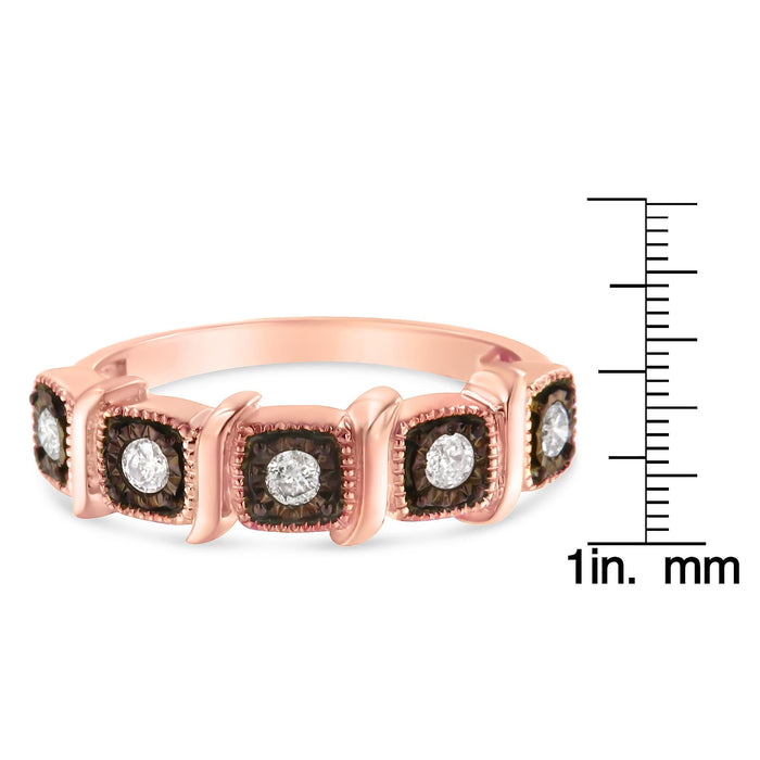 1/4 Ct. T.W. Miracle-Set Diamond 5-Stone Band Ring in 10K Rose Gold-Flashed Sterling Silver, photo 6